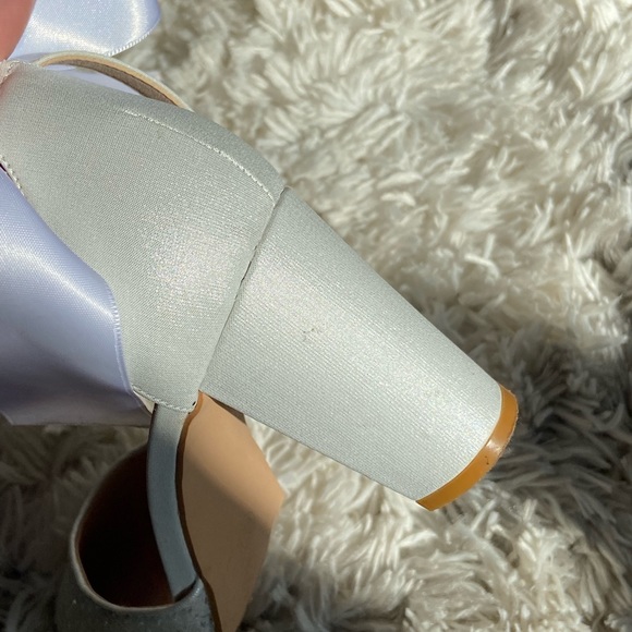 White Rock Glitter Block Heel w/ Back Satin Bow Wedding Shoe Size 6.5 - Picture 10 of 16